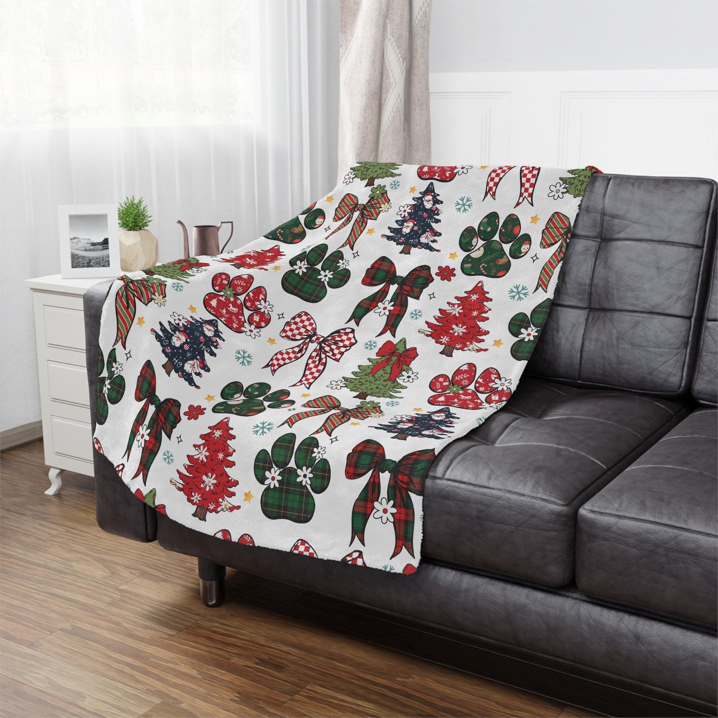 Christmas Paw Print Throw