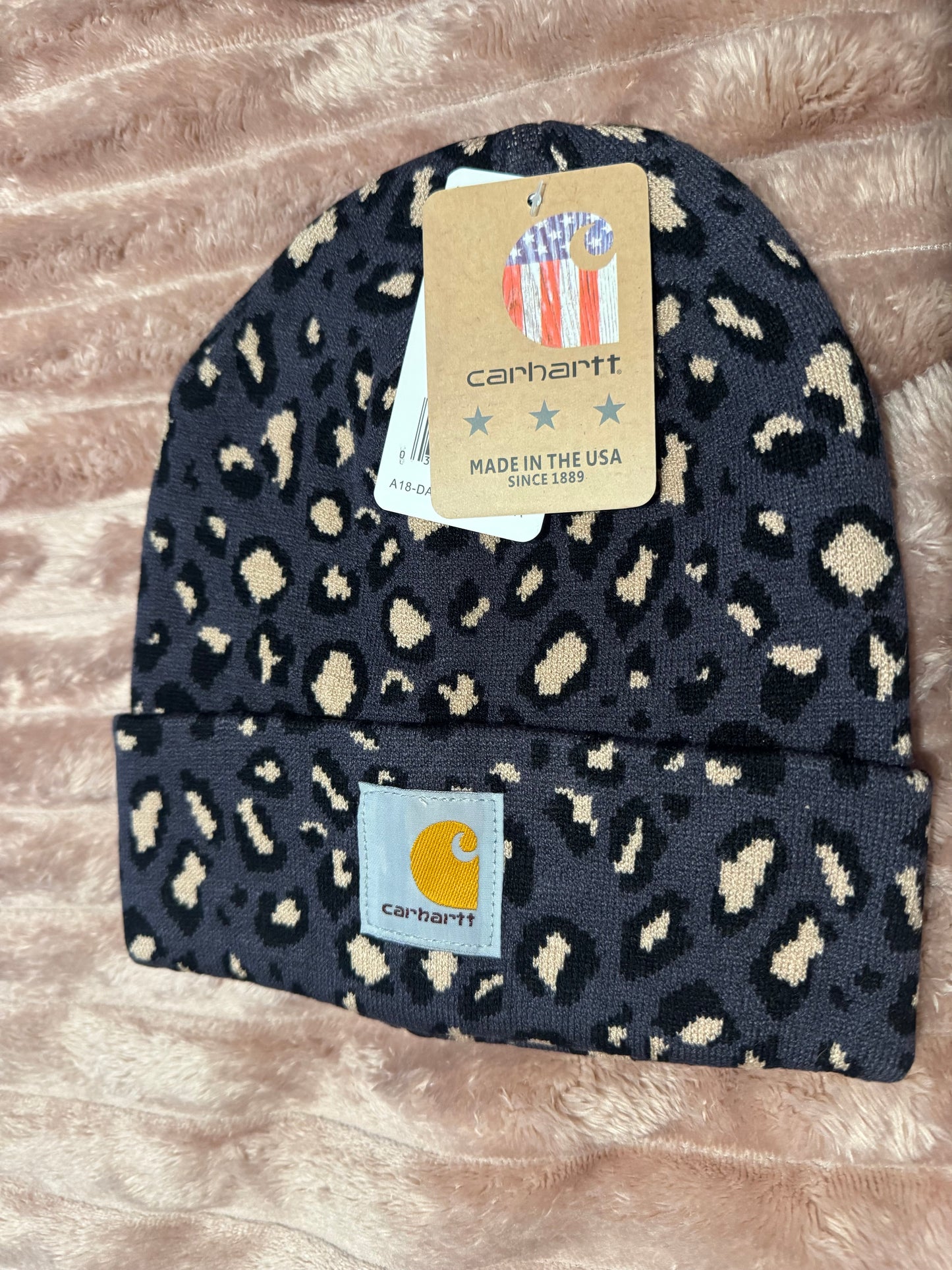 Charcoal Cheetah Carhartt Beanie