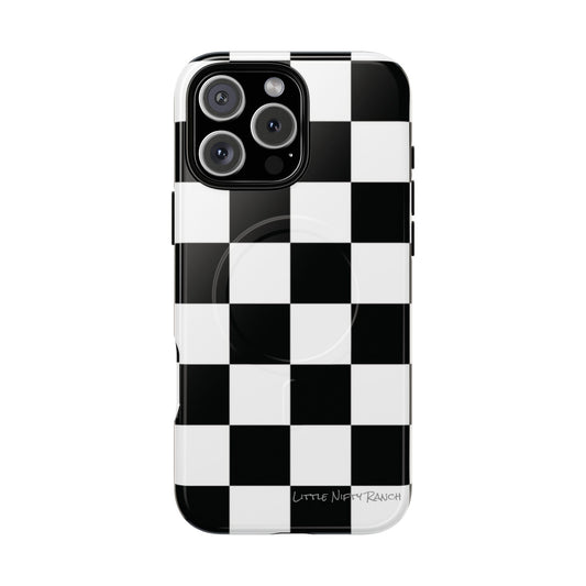 MagSafe Black and White Checkered Phone Case