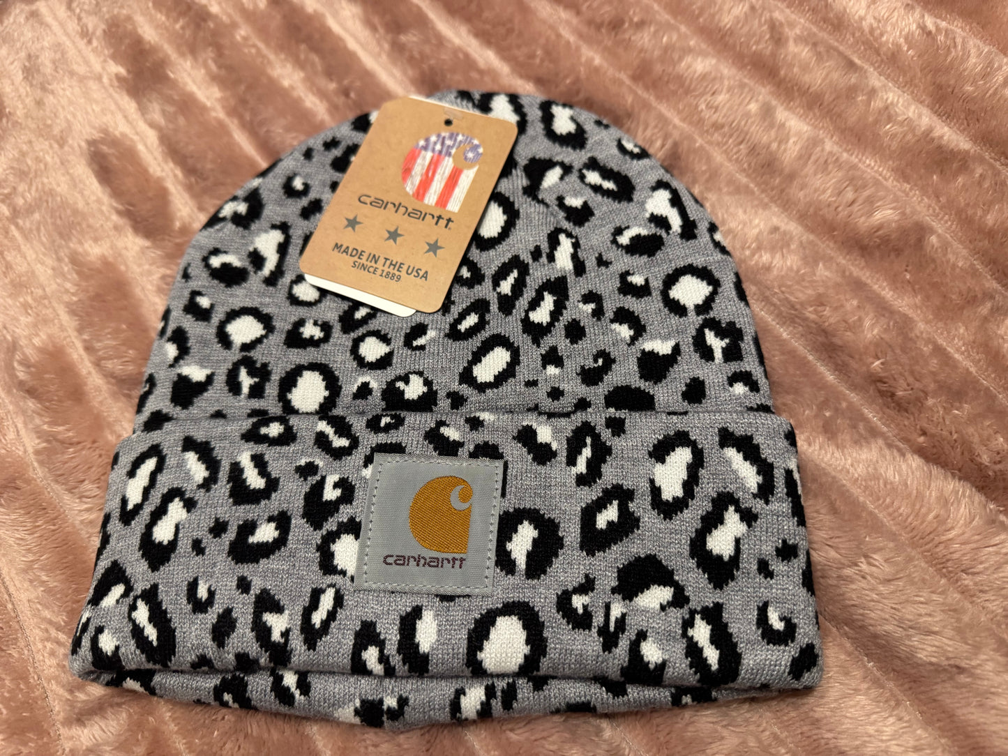 Grey Cheetah Carhartt Beanie